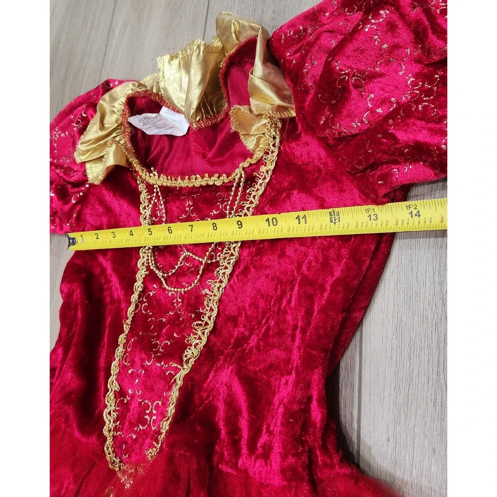 Rubies Girls Renaissance Princess Costume Dress Red Gold Velvet M 7-8 Queen